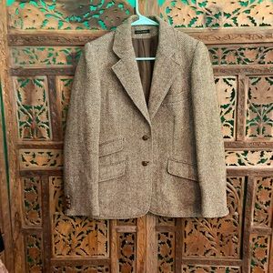 Herringbone wool blazer dark academia
